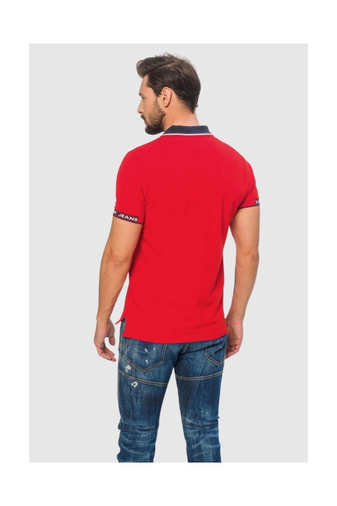 TOMMY JEANS Czerwona koszulka polo