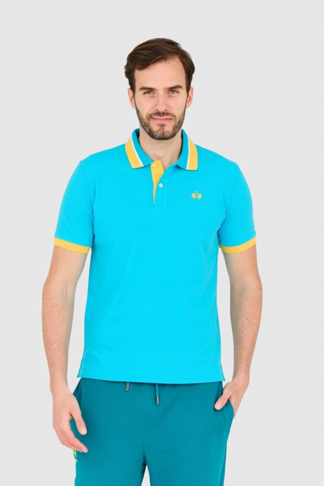 LA MARTINA Blue men's polo shirt