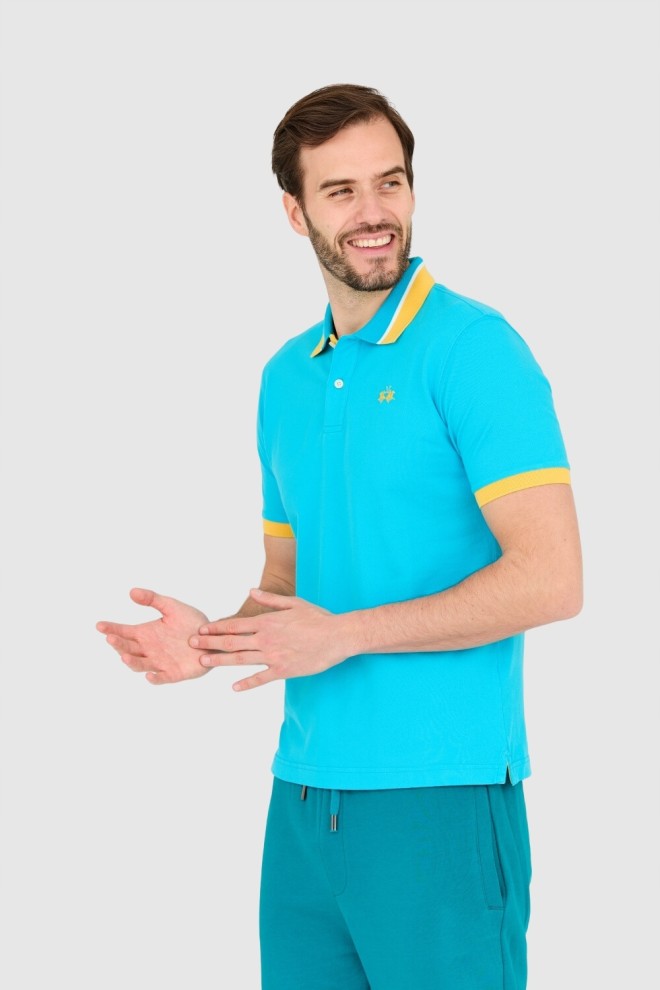 LA MARTINA Tricou polo albastru pentru bărbați