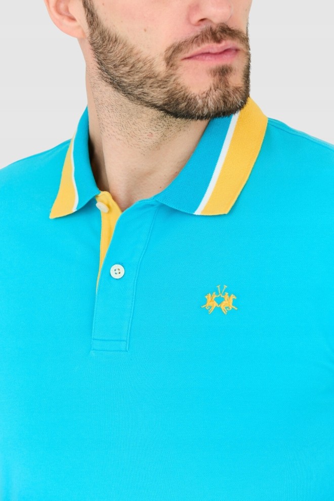 LA MARTINA Tricou polo albastru pentru bărbați