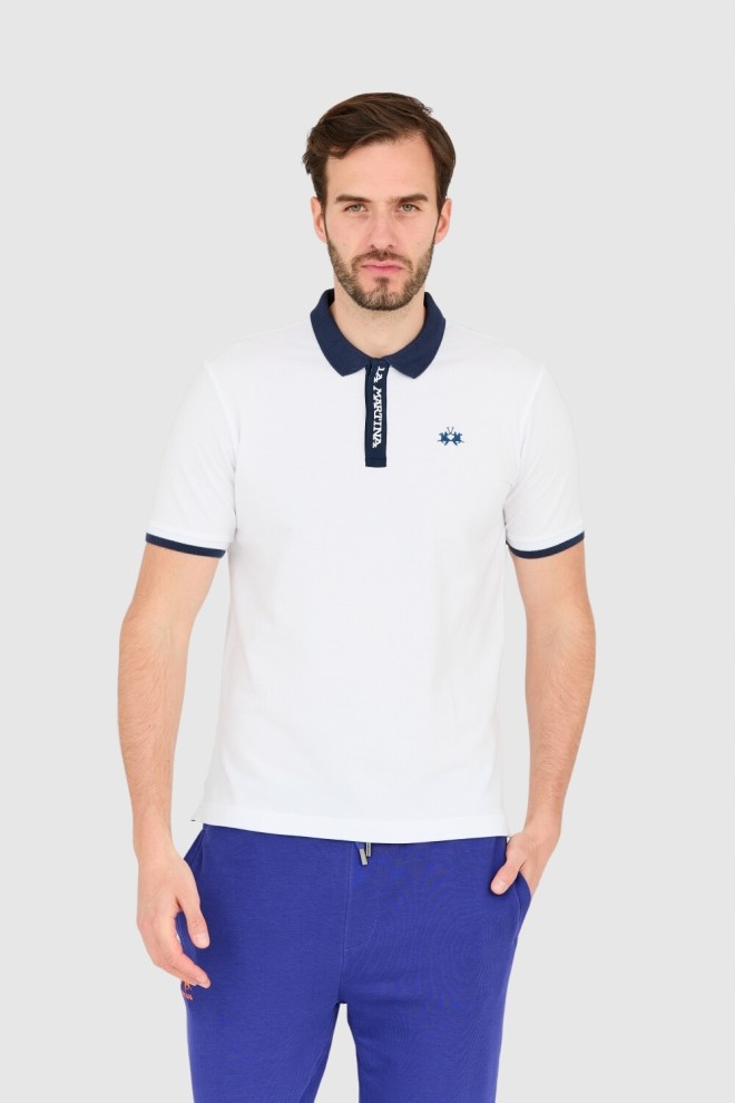 LA MARTINA Tricou polo alb pentru bărbați