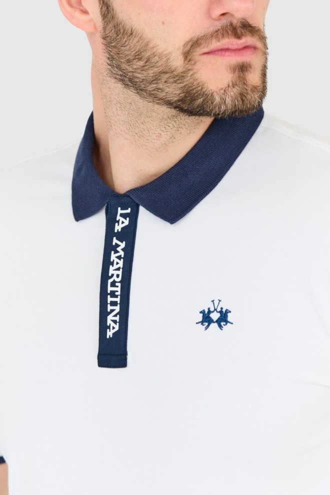 LA MARTINA Tricou polo alb pentru bărbați