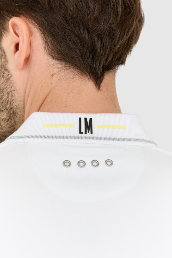 LA MARTINA Tricou polo alb pentru bărbați, cu croială regulată