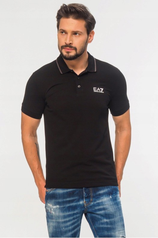 EA7 Black logo polo shirt