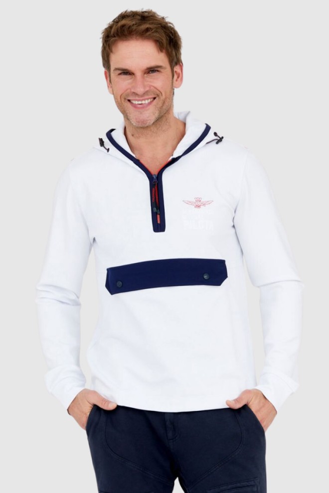 AERONAUTICA MILITARE White men's hooded sweatshirt with zipper