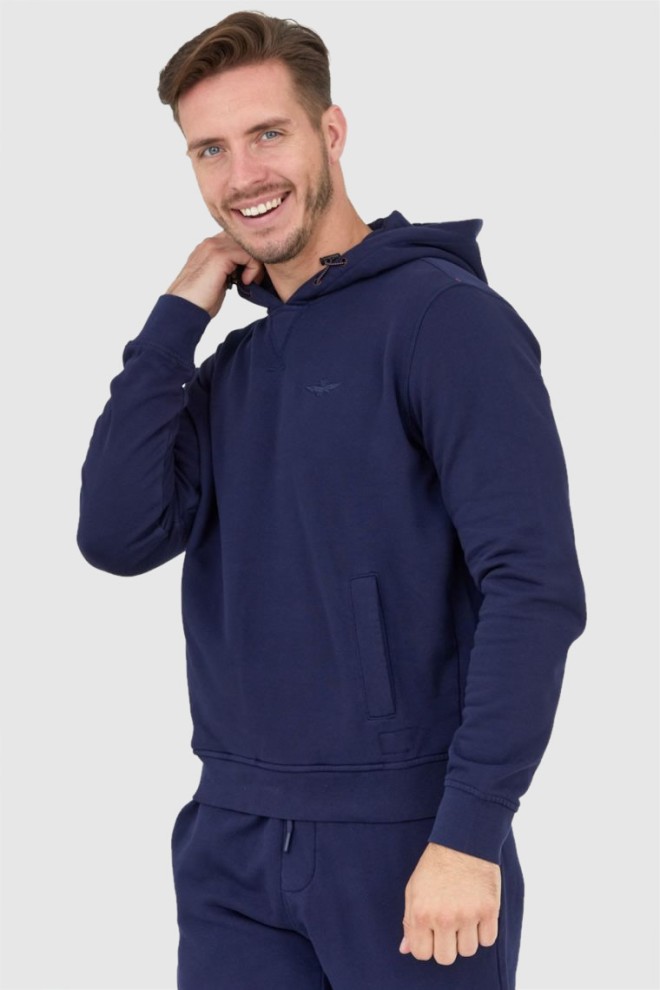 AERONAUTICA MILITARE Navy blue men's hooded sweatshirt