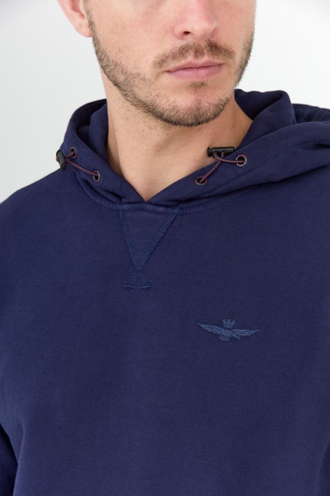 AERONAUTICA MILITARE Navy blue men's hooded sweatshirt