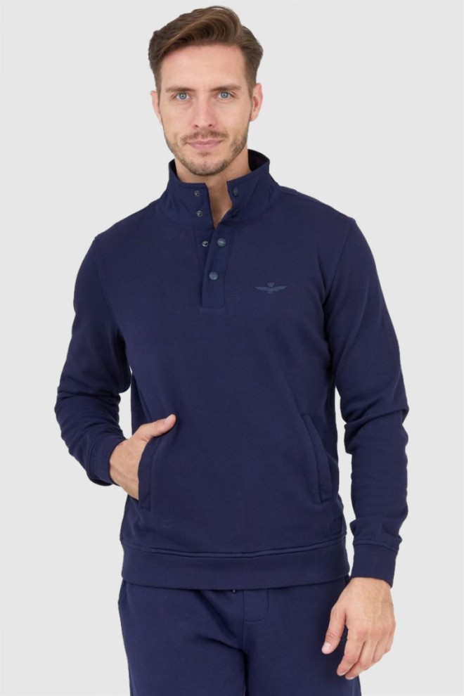 AERONAUTICA MILITARE Men's navy blue snapback sweatshirt