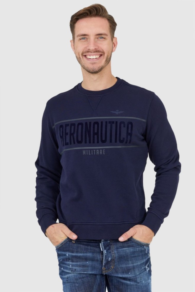 AERONAUTICA MILITARE Men's navy blue sweatshirt with velvet logo