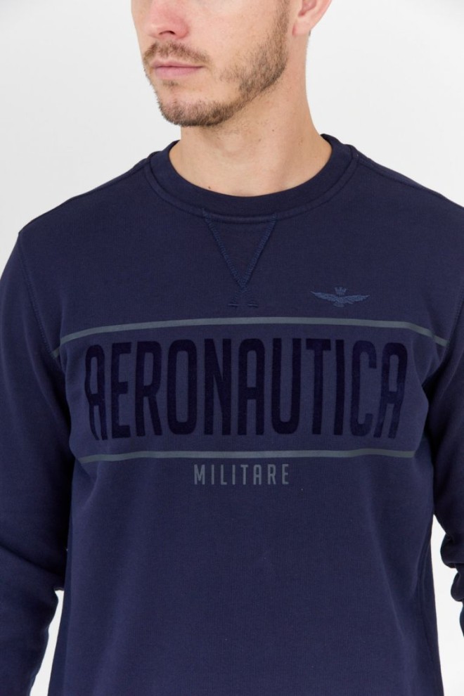 AERONAUTICA MILITARE Men's navy blue sweatshirt with velvet logo