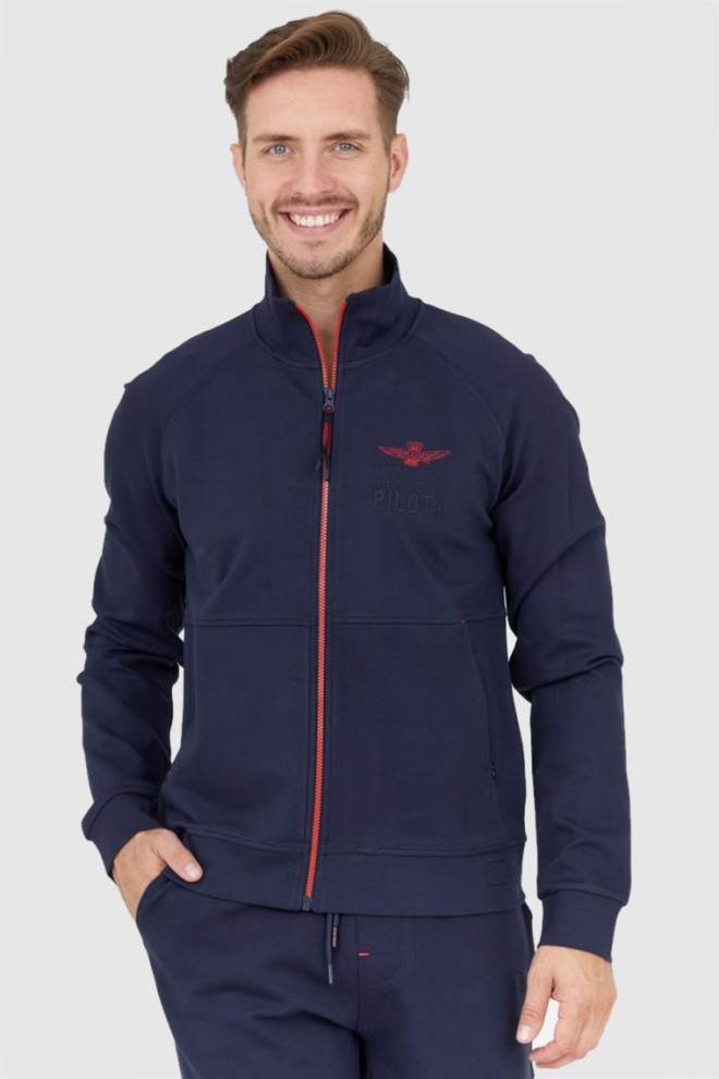 AERONAUTICA MILITARE Men's navy blue zip-up sweatshirt