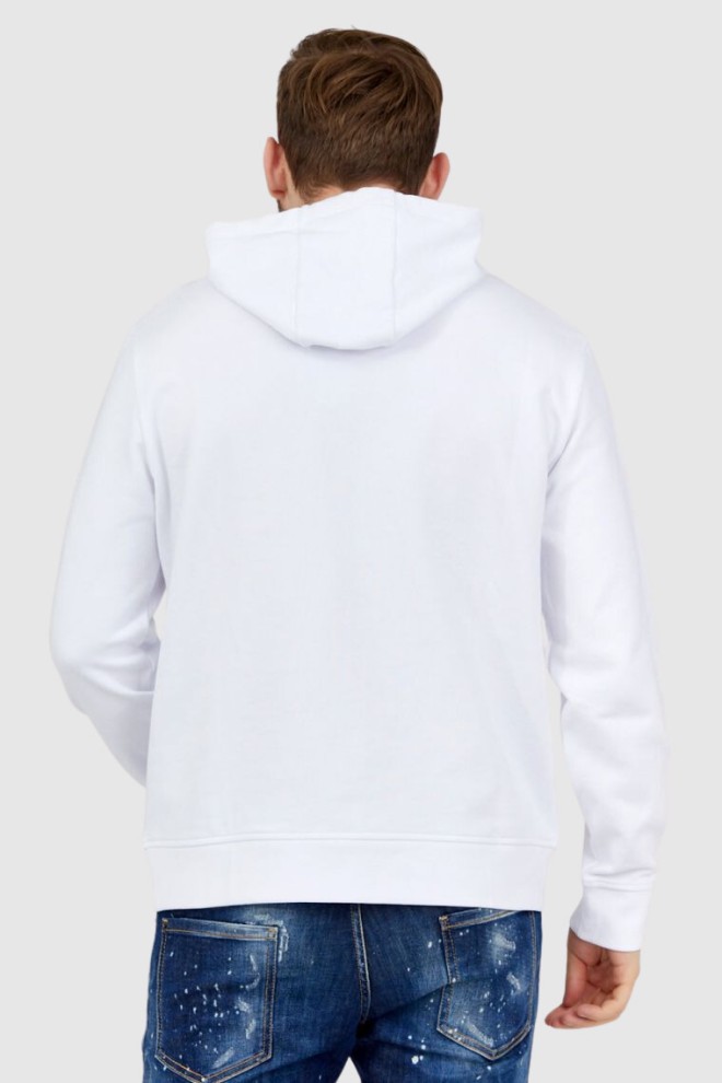 ARMANI EXCHANGE Biała bluza męska z kapturem i wyszywanym logo
