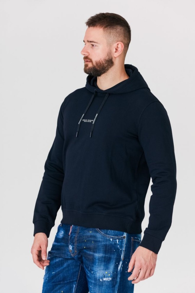 ARMANI EXCHANGE Hanorac cu glugă și logo albastru marin pentru bărbați