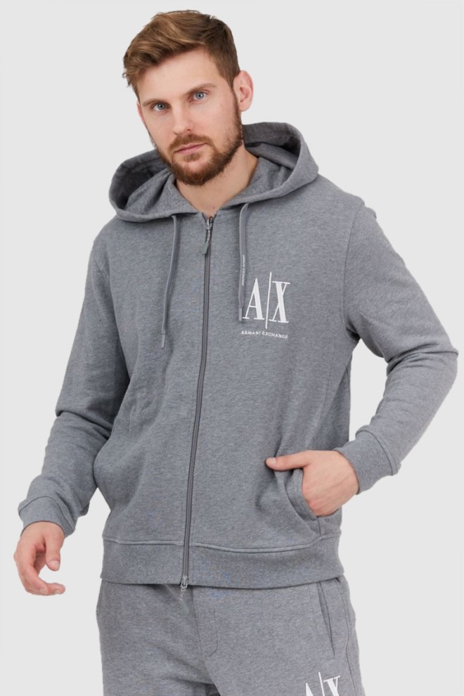 ARMANI EXCHANGE Grey men's zip-up hoodie