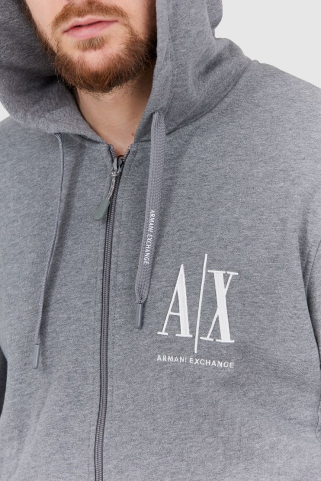 ARMANI EXCHANGE Grey men's zip-up hoodie