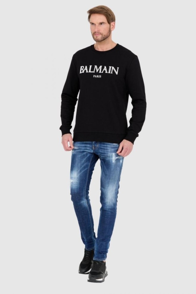 BALMAIN Чорний чоловічий світшот з великим логотипом