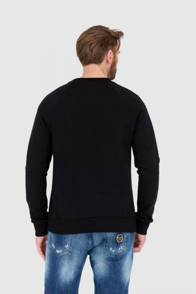 BALMAIN Black men's sweatshirt with small velvet logo