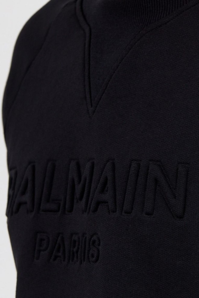 BALMAIN Czarna bluza męska z wypukłym logo