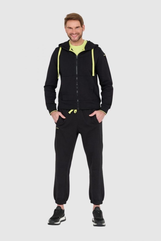 BLAUER Hanorac negru cu fermoar pentru bărbați