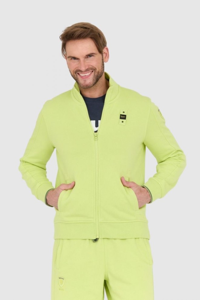 BLAUER Green unbuttoned sweatshirt