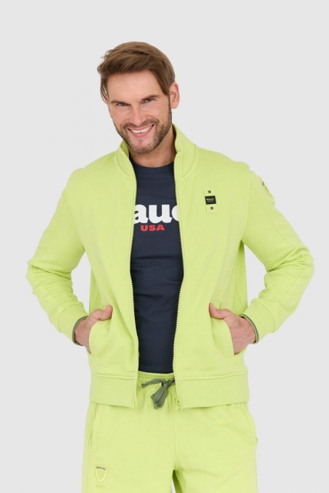 BLAUER Green unbuttoned sweatshirt