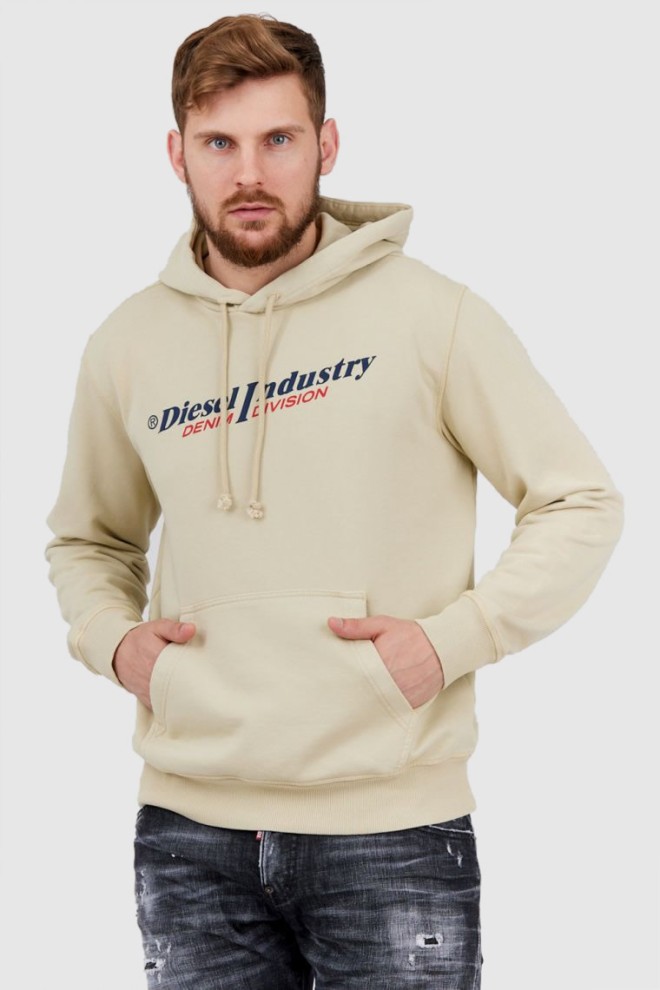 DIESEL Beige men's hooded sweatshirt