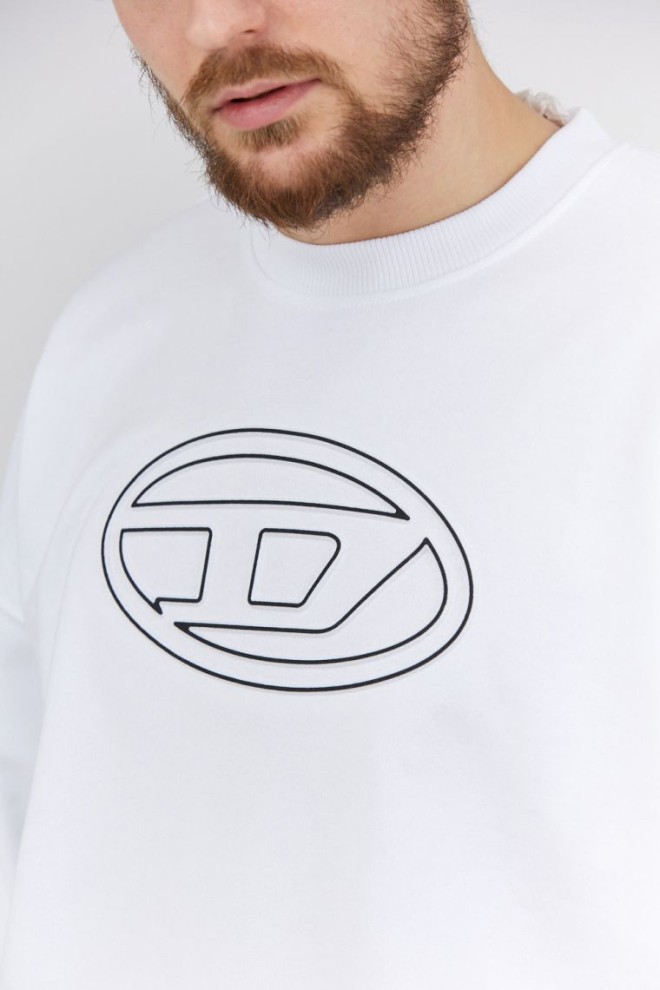 DIESEL Hanorac alb pentru bărbați cu logo în relief