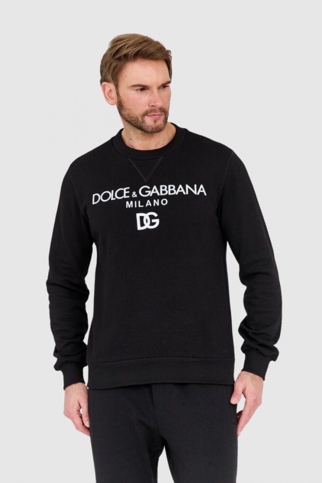 DOLCE & GABBANA Tricou negru pentru bărbați cu logo brodat