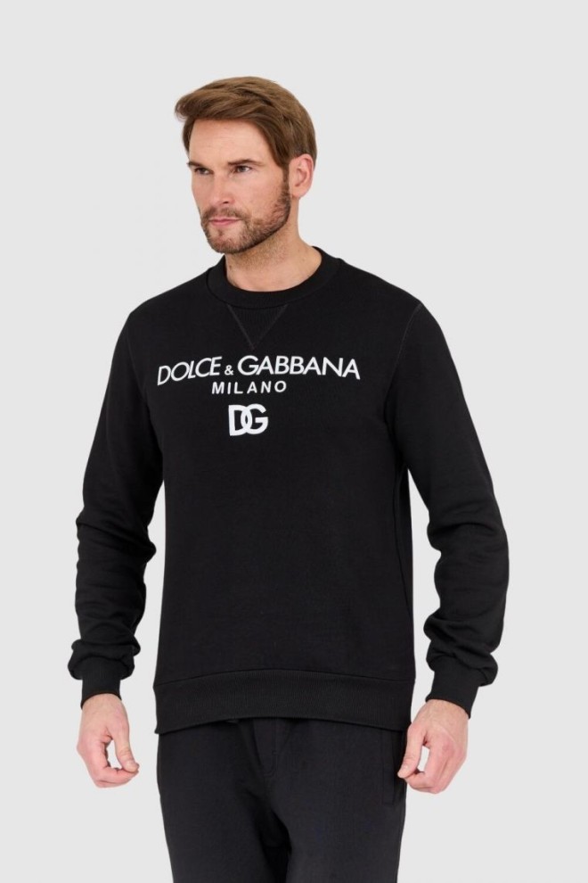 DOLCE & GABBANA Tricou negru pentru bărbați cu logo brodat