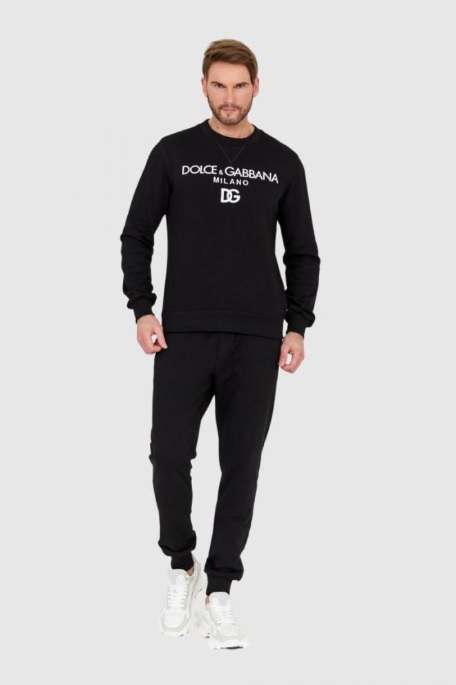 DOLCE & GABBANA Tricou negru pentru bărbați cu logo brodat
