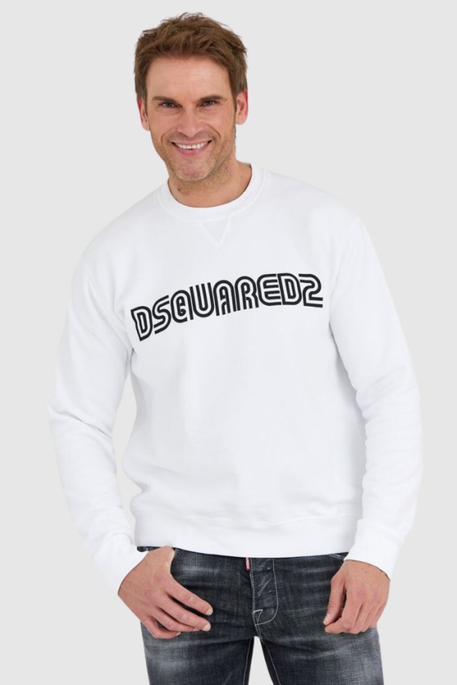 DSQUARED2 White men's sweatshirt with outline logo