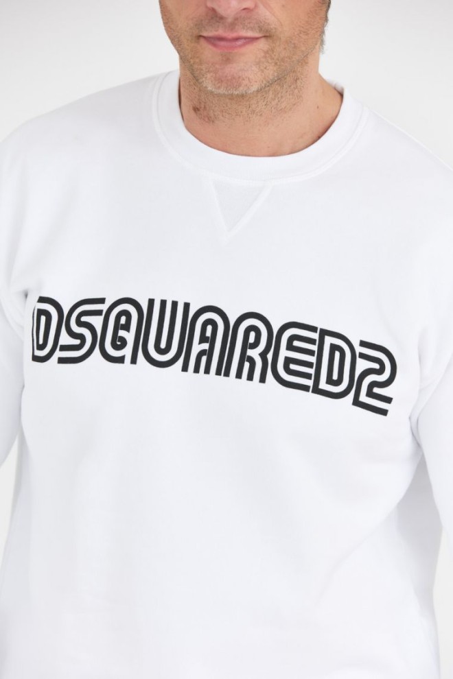 DSQUARED2 Hanorac alb pentru bărbați cu logo conturat