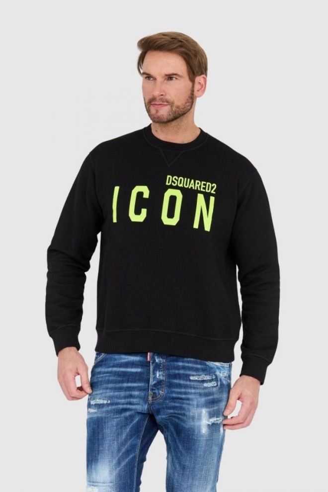 DSQUARED2 Black men's sweatshirt with large neon icon logo