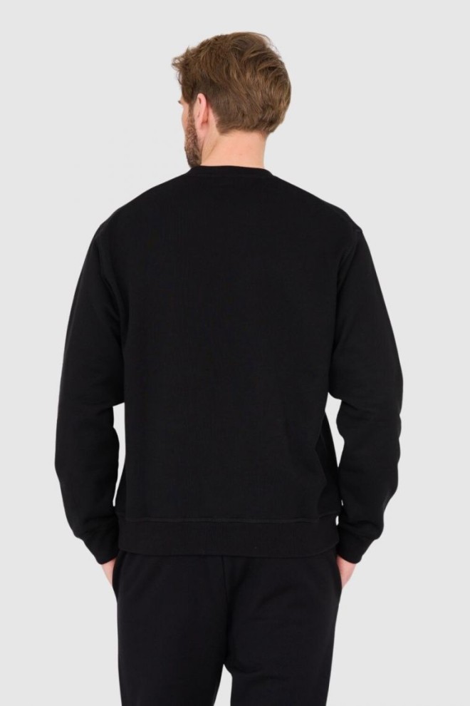 DSQUARED2 Hanorac negru pentru bărbați cu logo mare cu pictogramă argintie cu sclipici