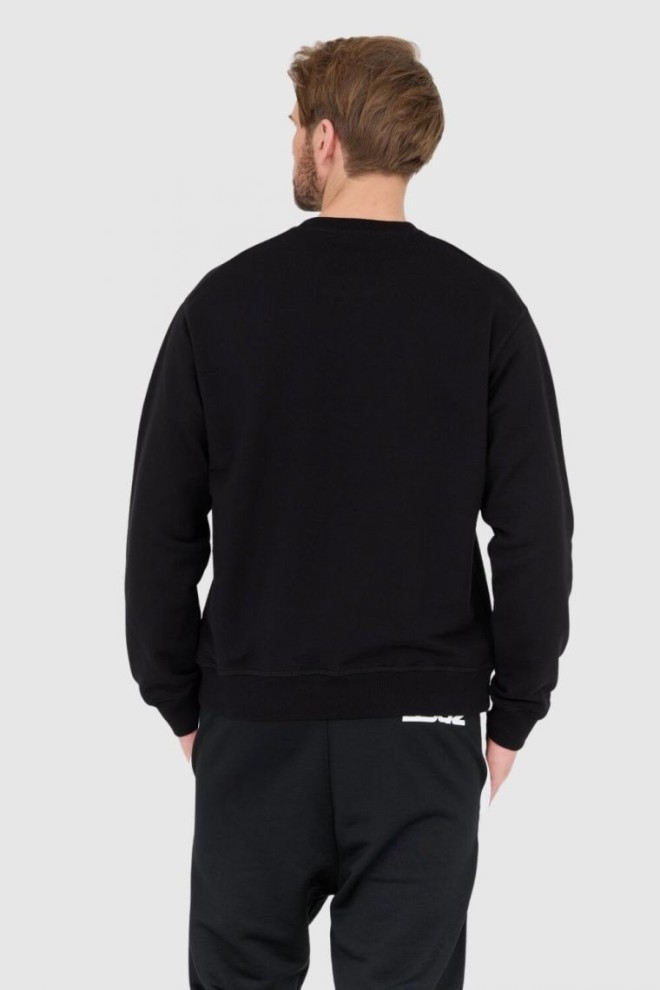 DSQUARED2 Black men's sweatshirt with white leaf logo