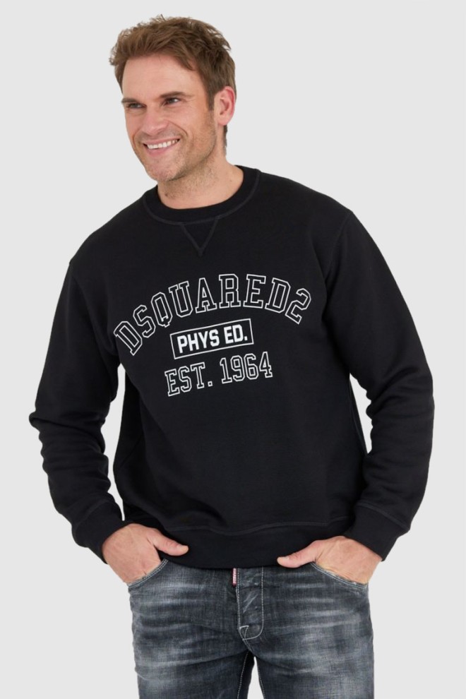 DSQUARED2 Black men's sweatshirt with phys ed logo.