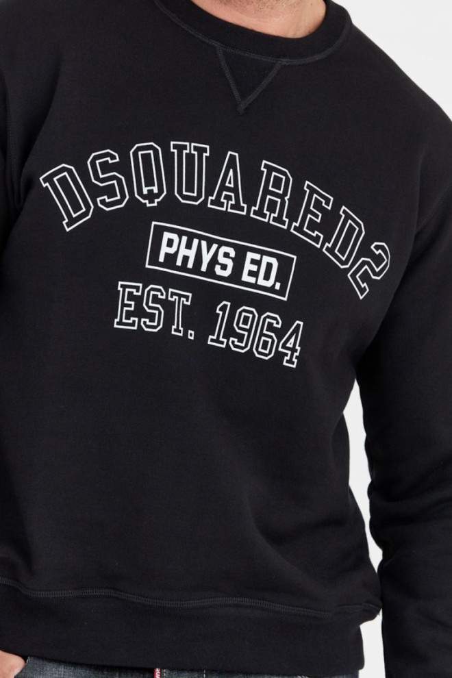 DSQUARED2 Black men's sweatshirt with phys ed logo.