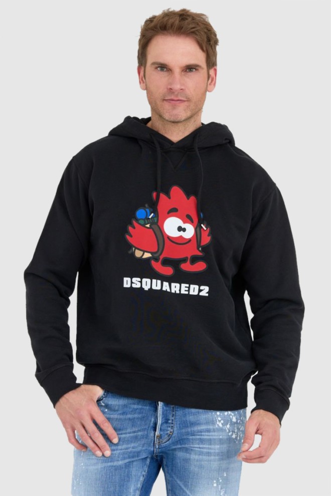 DSQUARED2 Hanorac cu glugă pentru bărbați, negru leaf buddy