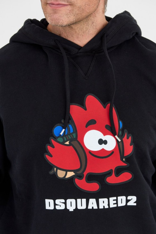 DSQUARED2 Hanorac cu glugă pentru bărbați, negru leaf buddy