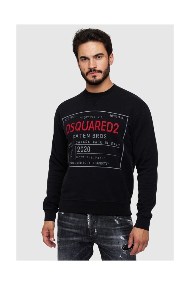 DSQUARED2 Black men's sweatshirt with red logo