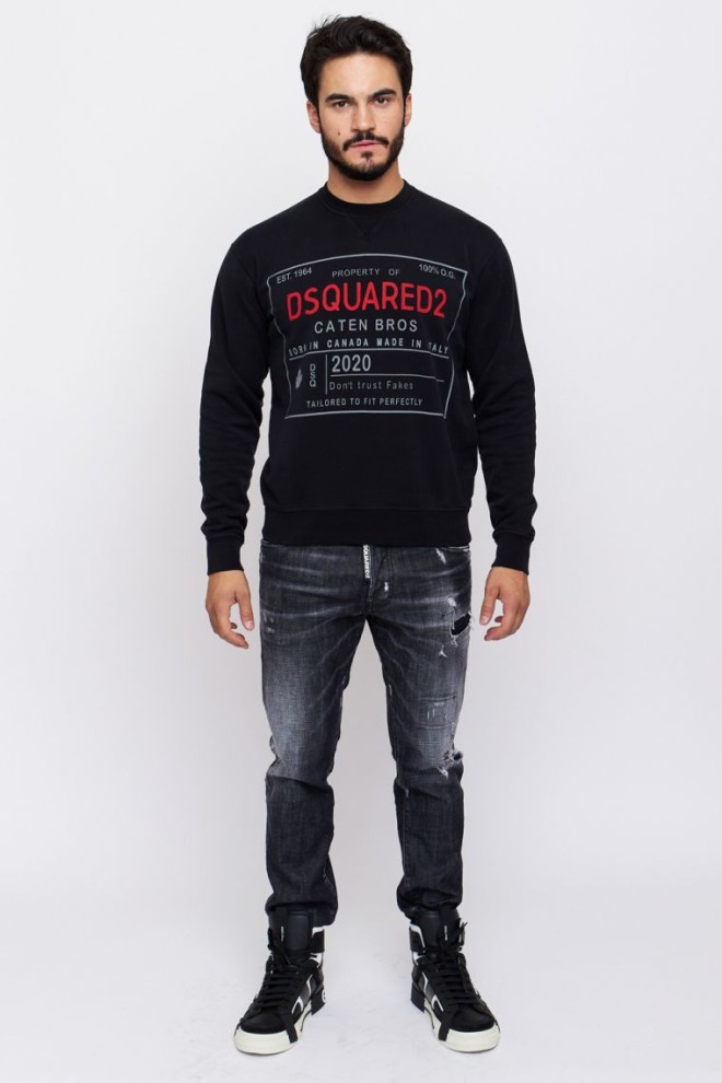 DSQUARED2 Czarna bluza męska z czerwonym logo