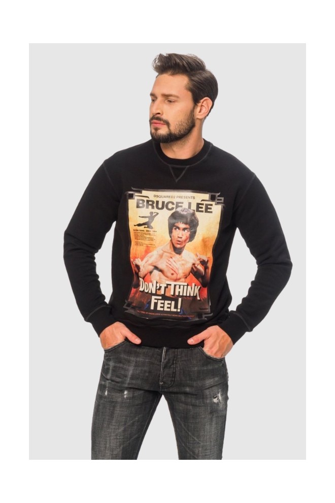 DSQUARED2 Tricou negru pentru bărbați cu bruce lee