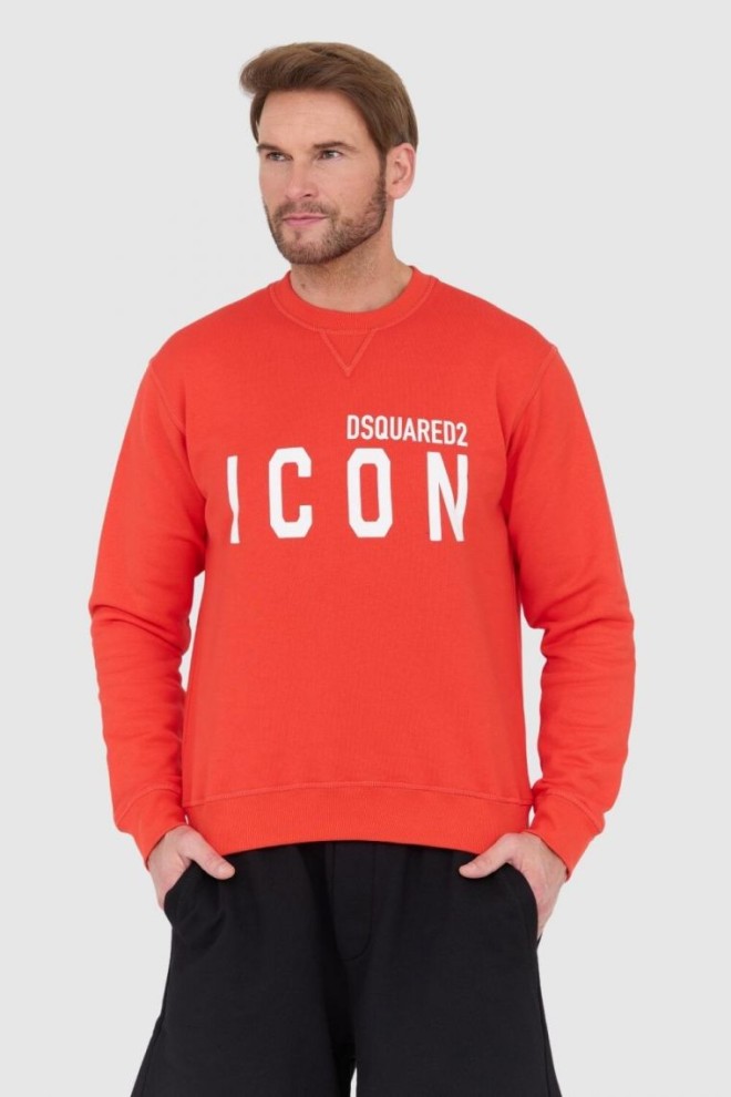 DSQUARED2 Red men's sweatshirt with large white icon logo