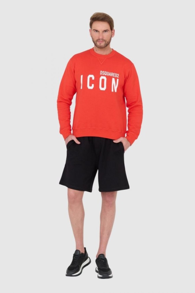 DSQUARED2 Red men's sweatshirt with large white icon logo