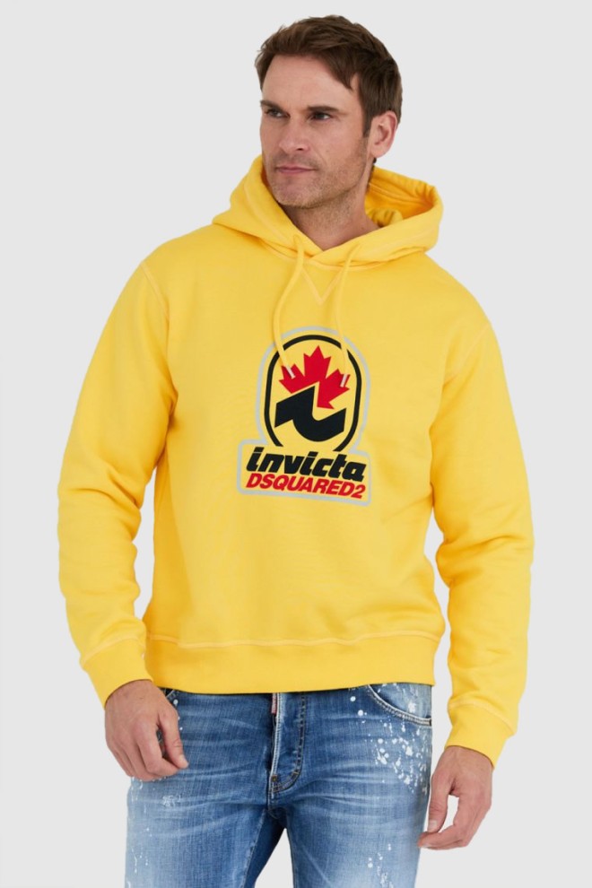 DSQUARED2 Yellow men's invicta cool hoodie