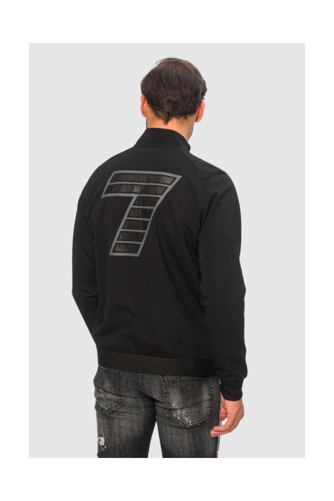 EA7 Hanorac negru pentru bărbați cu fermoar și logo cu sclipici