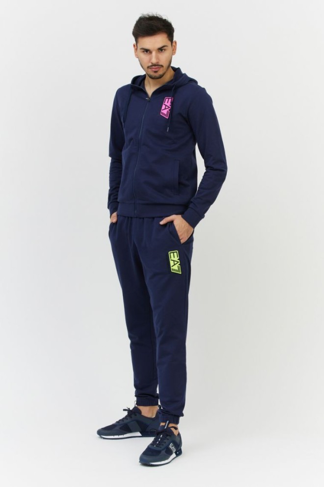 EA7 Hanorac albastru marin pentru bărbați cu logo interschimbabil
