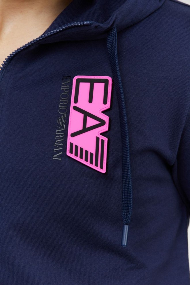 EA7 Hanorac albastru marin pentru bărbați cu logo interschimbabil