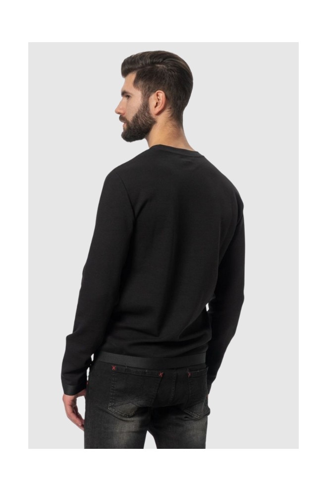 EA7 Hanorac negru pentru bărbați cu logo auriu mare