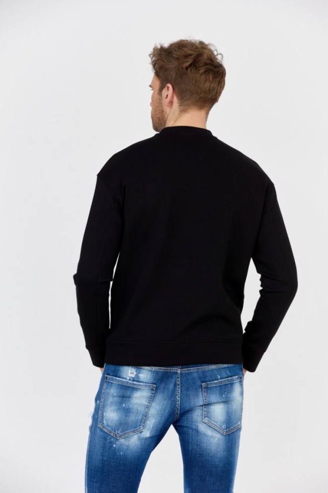 EMPORIO ARMANI Hanorac negru pentru bărbați cu logo din catifea